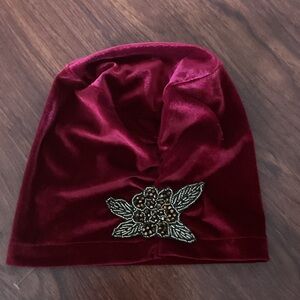 Elegant Velvet Turban with Floral Embellishment